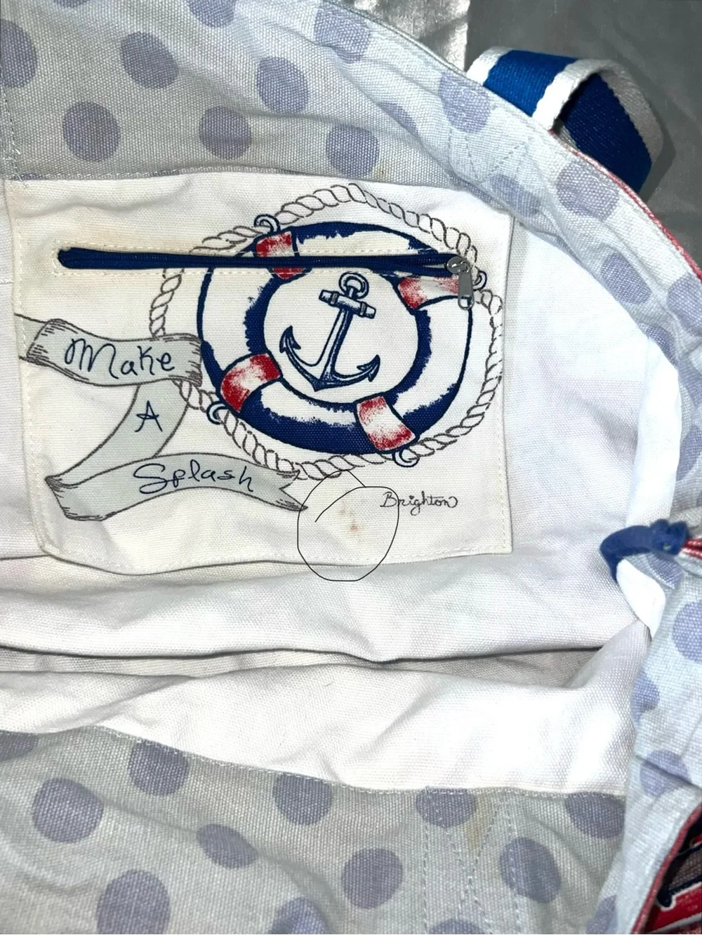 Brighton Nautical Anchor Tote Bag - Red, White & Blue